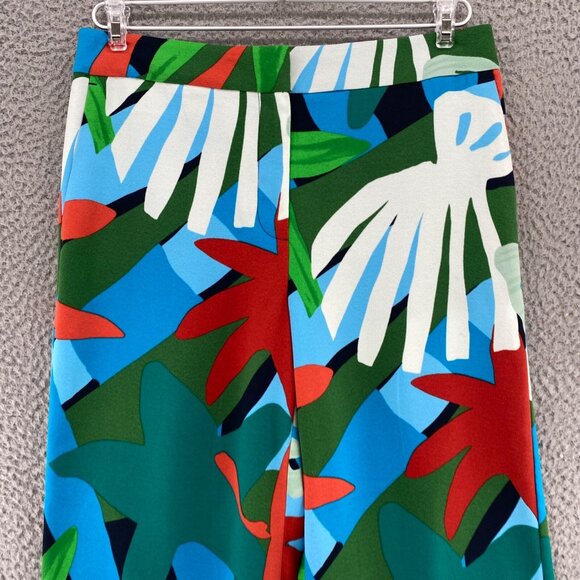Ann Taylor Pants Women 2 Multicolor Tropical Floral Wide Leg Cropped Capri Beach - Picture 2 of 11